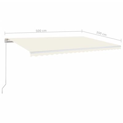 vidaXL Tenda da Sole Retrattile Manuale LED 500x350 cm Crema