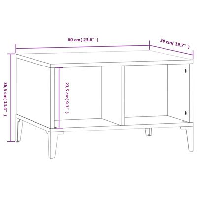 vidaXL Tavolino da Salotto Nero 60x50x36,5 cm in Legno Multistrato