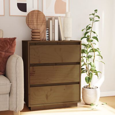 vidaXL Credenza Marrone Ambra 60x34x75 cm in Legno Massello di Pino