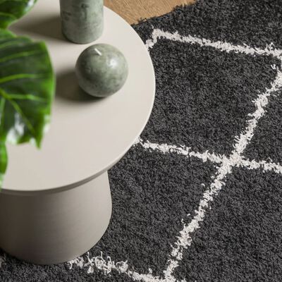 vidaXL Tappeto Shaggy PAMPLONA a Pelo Lungo Nero e Crema 120x120 cm