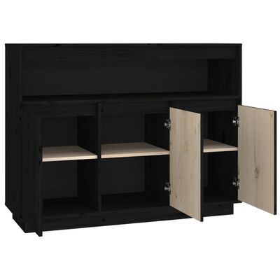 vidaXL Credenza Nera 104,5x34x80 cm in Legno Massello di Pino