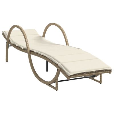 vidaXL Lettino Prendisole con Cuscini Beige 60x199x42 cm Polyrattan