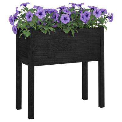 vidaXL Fioriera da Giardino Nera 70x31x70 cm in Legno Massello di Pino