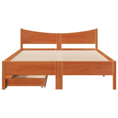 vidaXL Giroletto Cassetti Marrone Cera 140x190 cm Legno Massello Pino