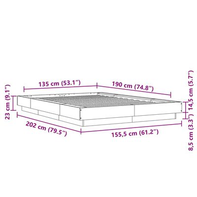 vidaXL Giroletto con Luci LED Bianco 135x190 cm in Legno Multistrato