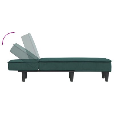 vidaXL Chaise Longue in Velluto Verde Scuro