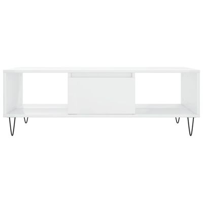 vidaXL Tavolino da Salotto Bianco Lucido 104x60x35cm Legno Multistrato