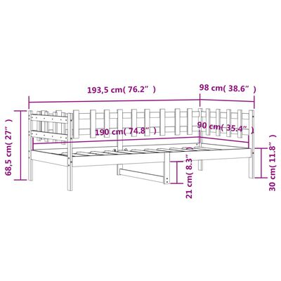 vidaXL Dormeuse senza Materasso Bianca 90x190 cm Legno Massello Pino