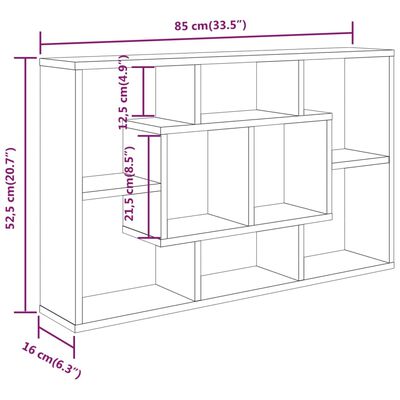 vidaXL Mensola a Muro Rovere Marrone 85x16x52,5cm in Legno Multistrato