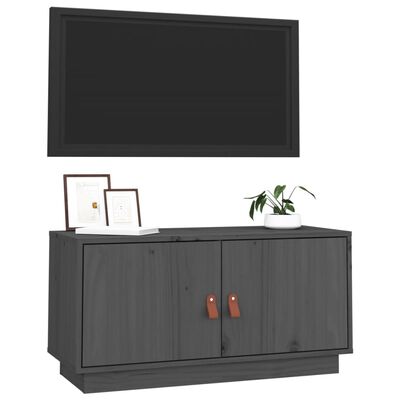 vidaXL Mobile Porta TV Grigio 80x34x40 cm in Legno Massello di Pino