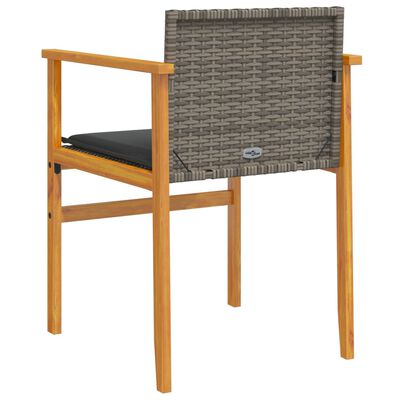 vidaXL Sedie Giardino con Cuscini 2pz Grigie Polyrattan Legno Massello