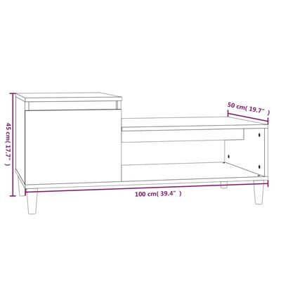 vidaXL Tavolino da Salotto Nero 100x50x45 cm in Legno Multistrato