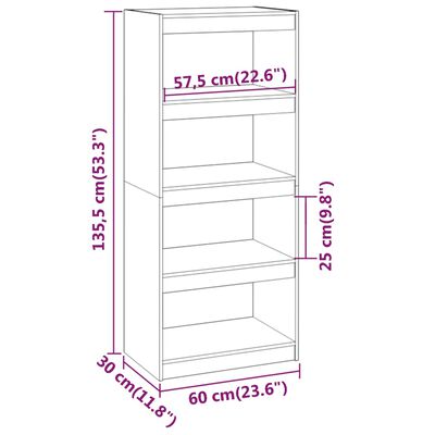 vidaXL Libreria/Divisorio 60x30x135,5 cm in Legno Massello di Pino