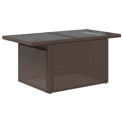 vidaXL Tavolo da Giardino Piano Vetro Marrone 100x55x73 cm Polyrattan