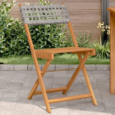 vidaXL Sedie da Bistrò 2 pz Grigie Legno Massello Acacia e Polyrattan