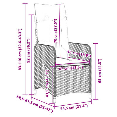 vidaXL Set Bistrò da Giardino 11 pz con Cuscini in Polyrattan Grigio