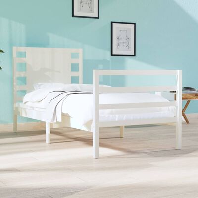 vidaXL Giroletto Bianco in Legno Massello di Pino 90x190 cm Single