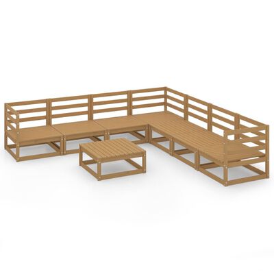 vidaXL Set Salotto da Giardino 8pz Marrone Ambra Legno Massello Pino