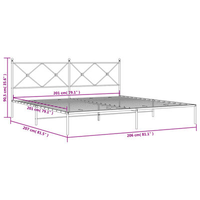 vidaXL Giroletto con Testiera in Metallo Nero 200x200 cm