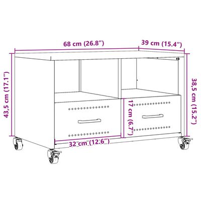 vidaXL Mobile TV Giallo Senape 68x39x43,5 cm in Acciaio