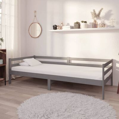 vidaXL Divano Letto con Materasso 90x200 cm Grigio in Legno di Pino