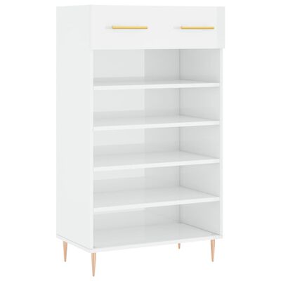 vidaXL Scarpiera Bianco Lucido 60x35x105 cm in Legno Multistrato