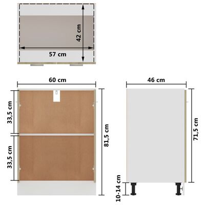 vidaXL Armadio Inferiore Rovere Sonoma 60x46x81,5 cm Legno Multistrato