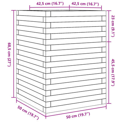 vidaXL Fioriera da Giardino 50x50x68,5 cm in Legno di Pino Impregnato