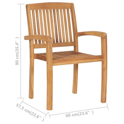 vidaXL Sedie da Giardino Impilabili 4 pz con Cuscini Massello di Teak