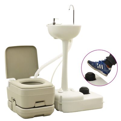 vidaXL Set Toilette Portatile Campeggio Supporto Lavamani Tanica Acqua