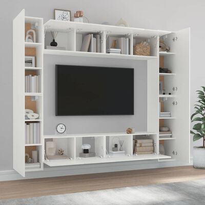 vidaXL Set Mobili Porta TV 8pz Bianco in Legno Multistrato