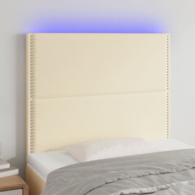 vidaXL Testiera a LED Crema 100x5x118/128 cm in Similpelle