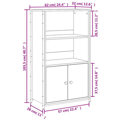 vidaXL Credenza Rovere Fumo 62x32x103,5 cm in Legno Multistrato