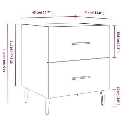 vidaXL Comodini 2 pz Rovere Sonoma 40x35x47,5 cm in Legno Multistrato