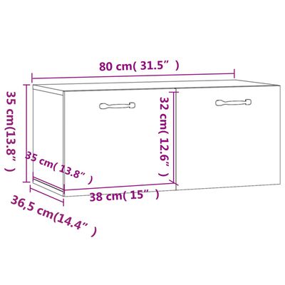 vidaXL Mobile a Parete Rovere Fumo 80x36,5x35 cm in Legno Multistrato