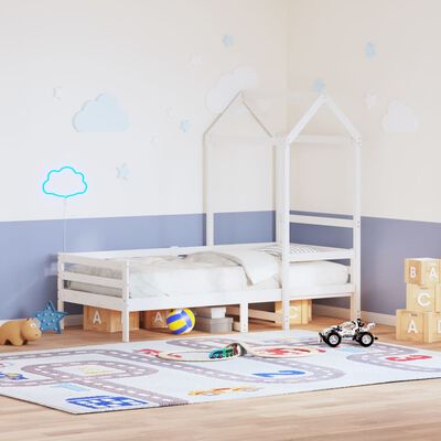 vidaXL Tetto Letto Bambini Bianco 98x70x176,5 cm Legno Massello Pino