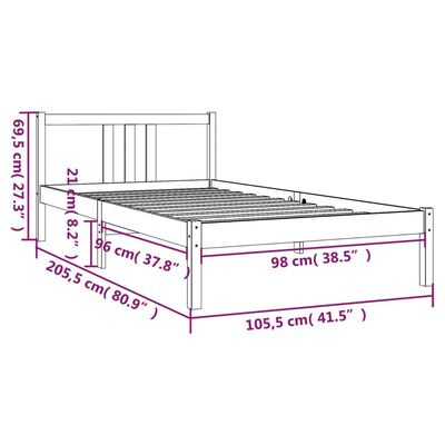 vidaXL Giroletto Grigio in Legno Massello 100x200 cm