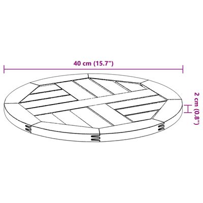 vidaXL Piano per Tavolo Ø40x2 cm Rotondo in Legno Massello di Acacia