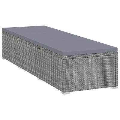 vidaXL Lettino Prendisole con Cuscino Grigio Scuro Polyrattan Grigio