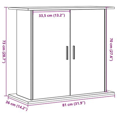 vidaXL Supporto Acquario 81x36x73 cm in Legno Multistrato Legno Antico