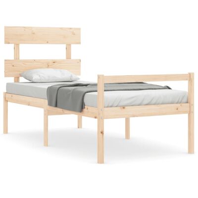 vidaXL Letto per Anziani con Testiera Single in Legno Massello