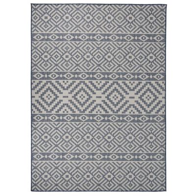 vidaXL Tappeto da Esterni a Tessitura Piatta 200x280 cm Strisce Blu