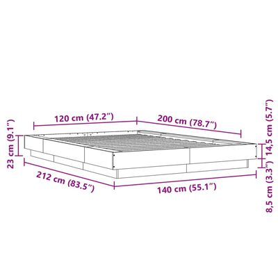 vidaXL Giroletto Nero 120x200 cm in Legno Multistrato