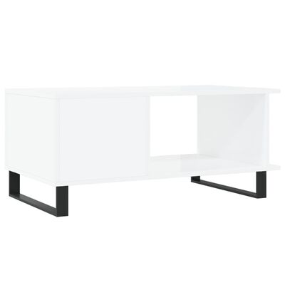 vidaXL Tavolino da Salotto Bianco Lucido 90x50x40 cm Legno Multistrato