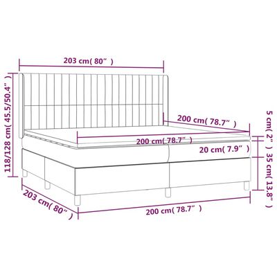 vidaXL Giroletto a Molle con Materasso Grigio Scuro 200x200 cm Tessuto