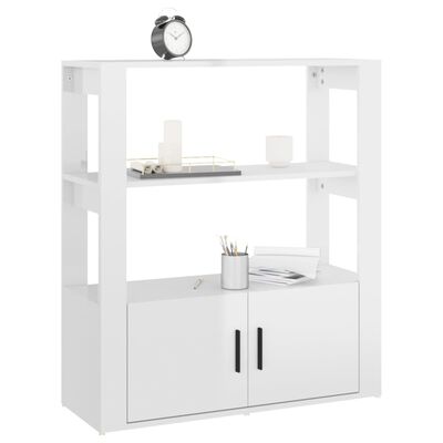 vidaXL Credenza Bianco Lucido 80x30x90 cm in Legno Multistrato