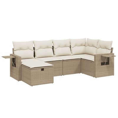 vidaXL Set Divano da Giardino 6 pz con Cuscini Beige in Polyrattan