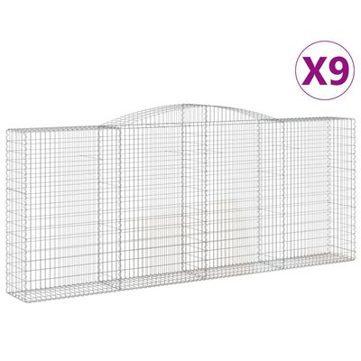 vidaXL Cesti Gabbioni ad Arco 9 pz 400x50x160/180 cm Ferro Zincato