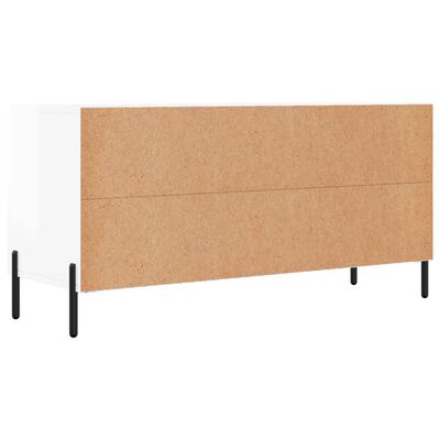 vidaXL Mobile Porta TV Bianco Lucido 102x36x50 cm in Legno Multistrato