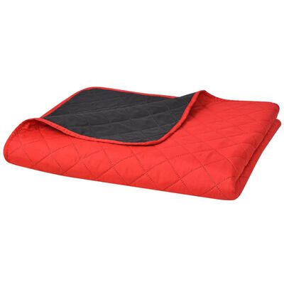 vidaXL Copriletto Double-Face Trapuntato Rosso e Nero 170x210 cm